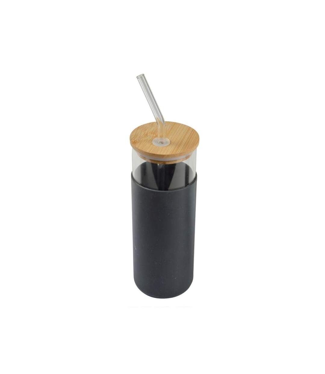 Paris Prix - Gourde & Paille En Verre silicone 0,5l Anthracite