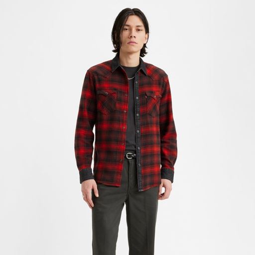 Levi's Langærmet Skjorte, Rød/Grå, M