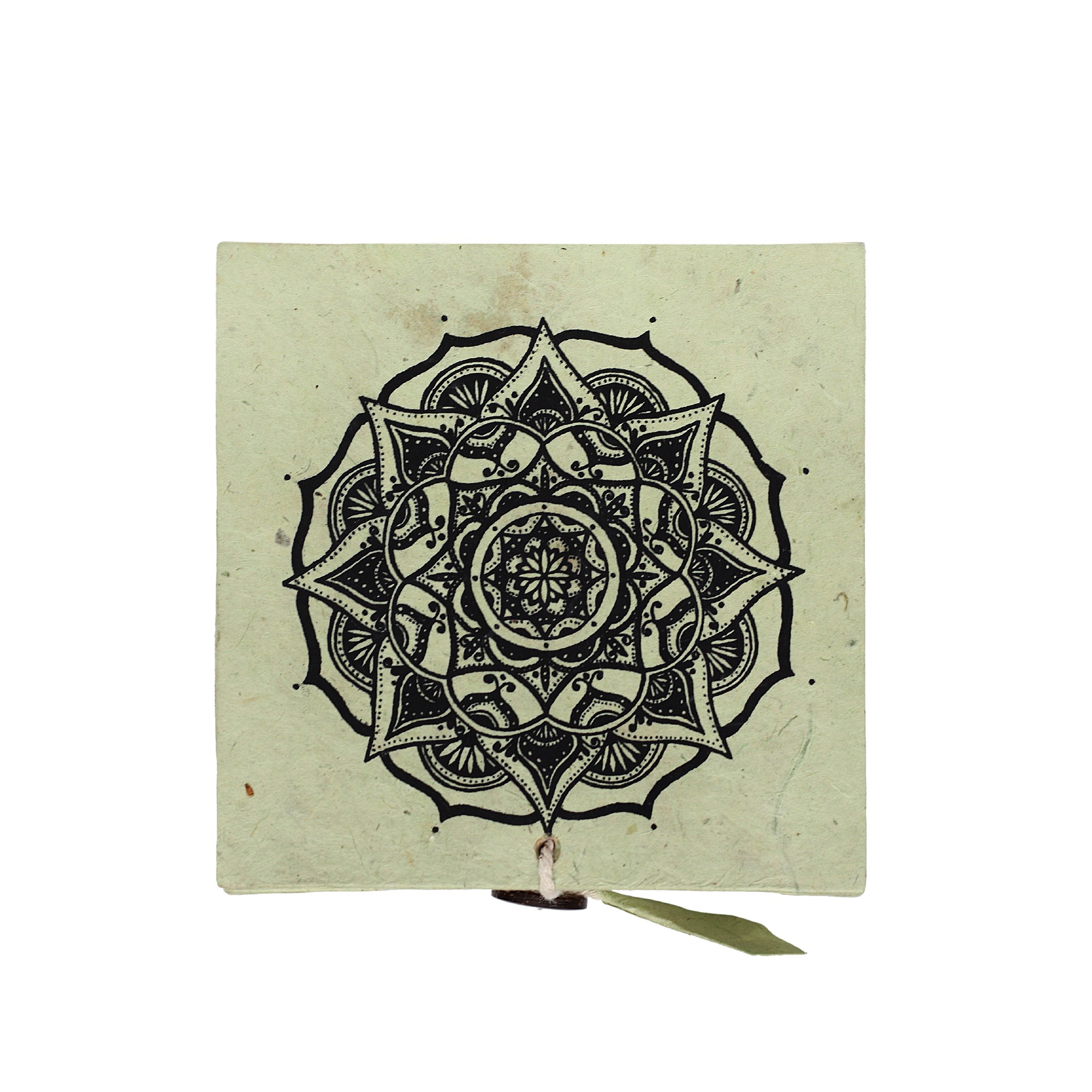 Lokta Box Mandala, weiß, schwarz, T 11 cm, B 11 cm, H 5,5 cm von fischer's lagerhaus