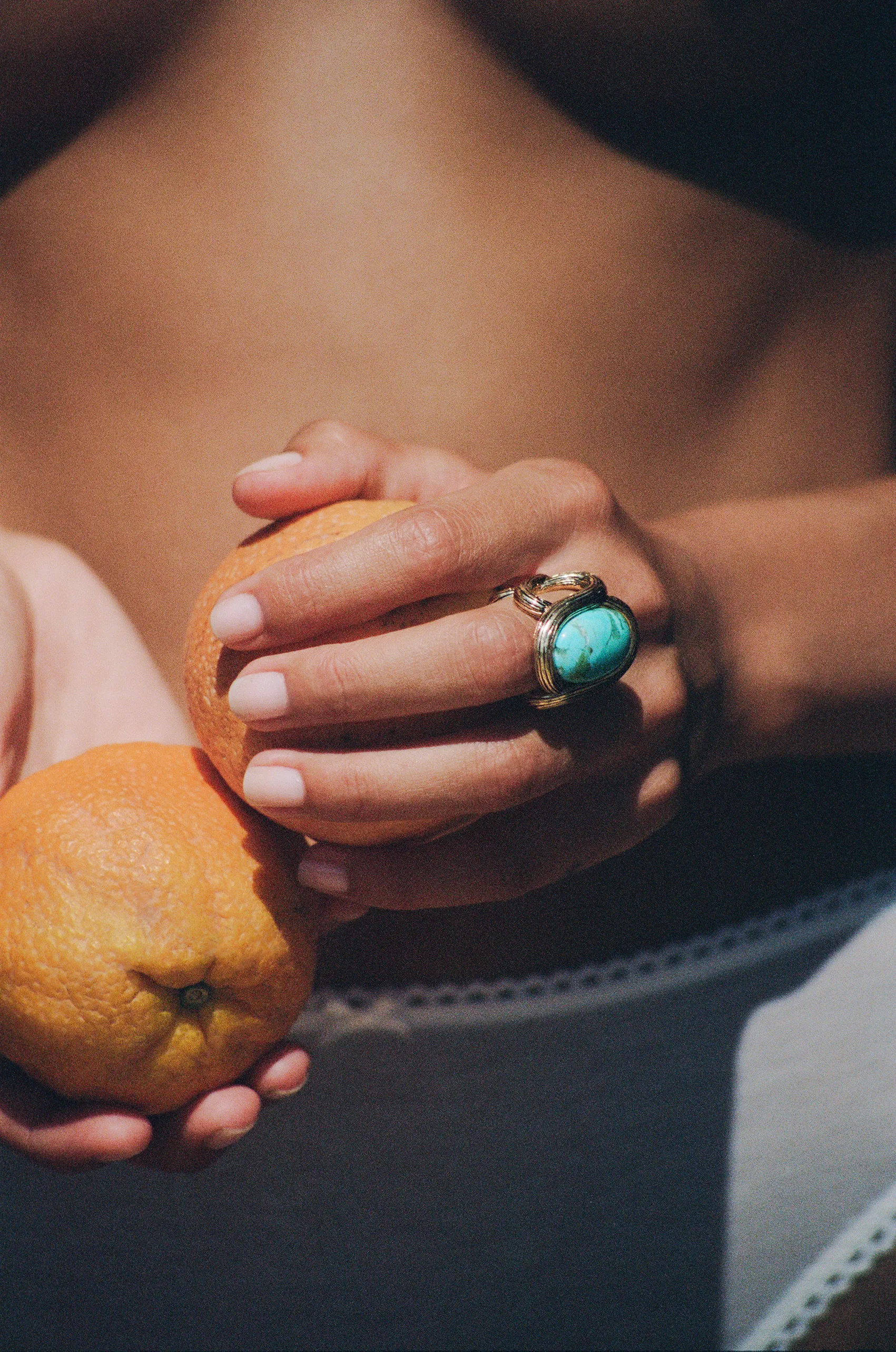 Bague large avec turquoise verte Aldabra Aurélie Bidermann