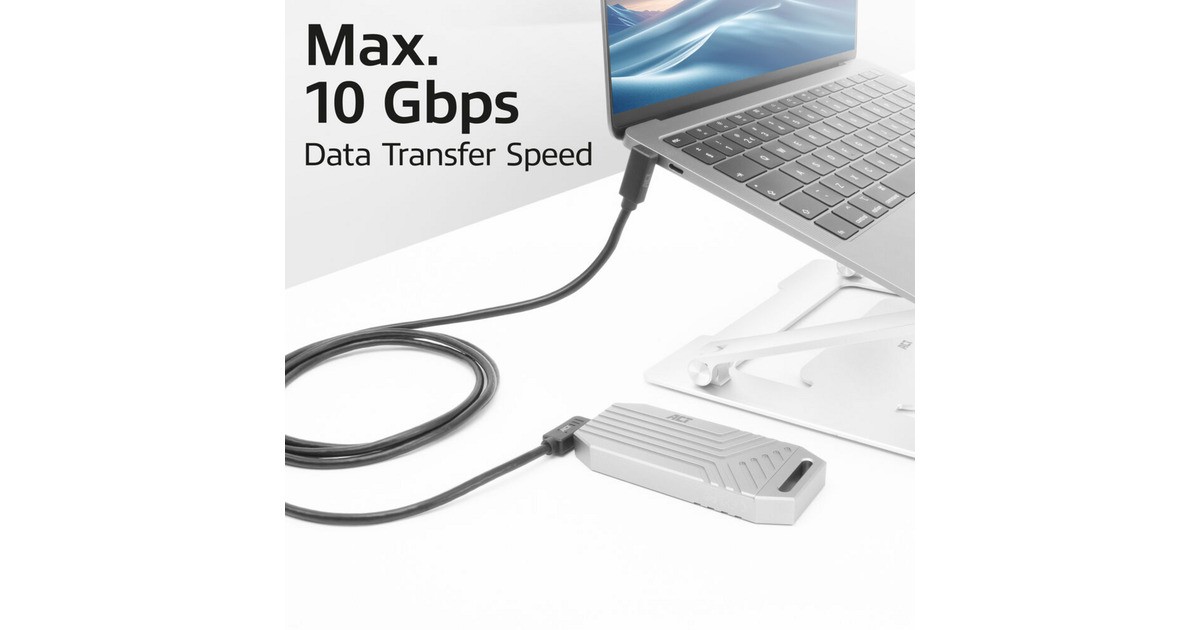 ACT ConnectivityUSB 3.2 USB-C (omhoog/omlaag haaks) naar USB-C (links/rechts haaks) kabel  (Zwart, 10 Gbit/s, 60W, 1 meter)