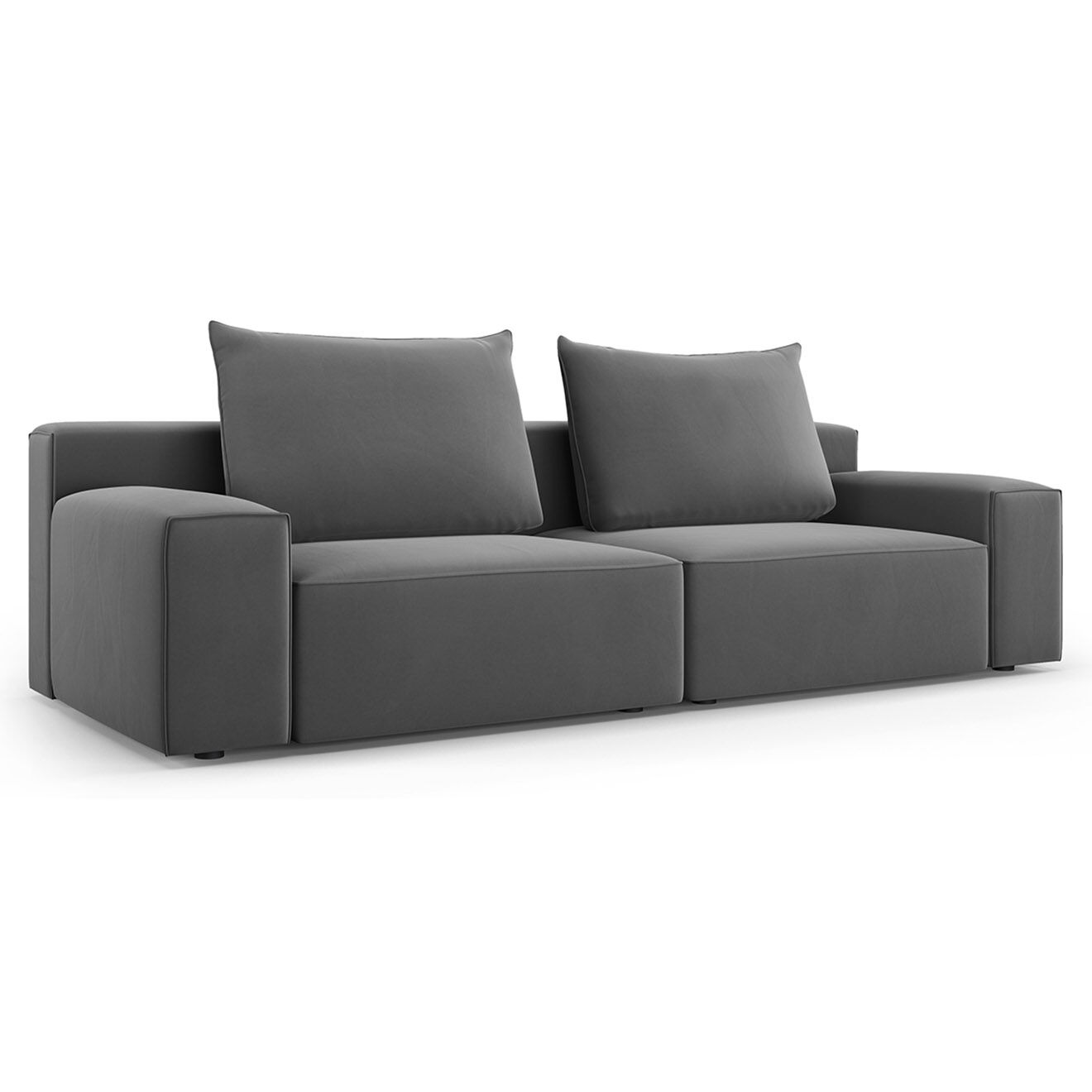 Mazzini Sofas Canapé Velours Ivy 4 Places gris foncé - 250x105x89 cm
