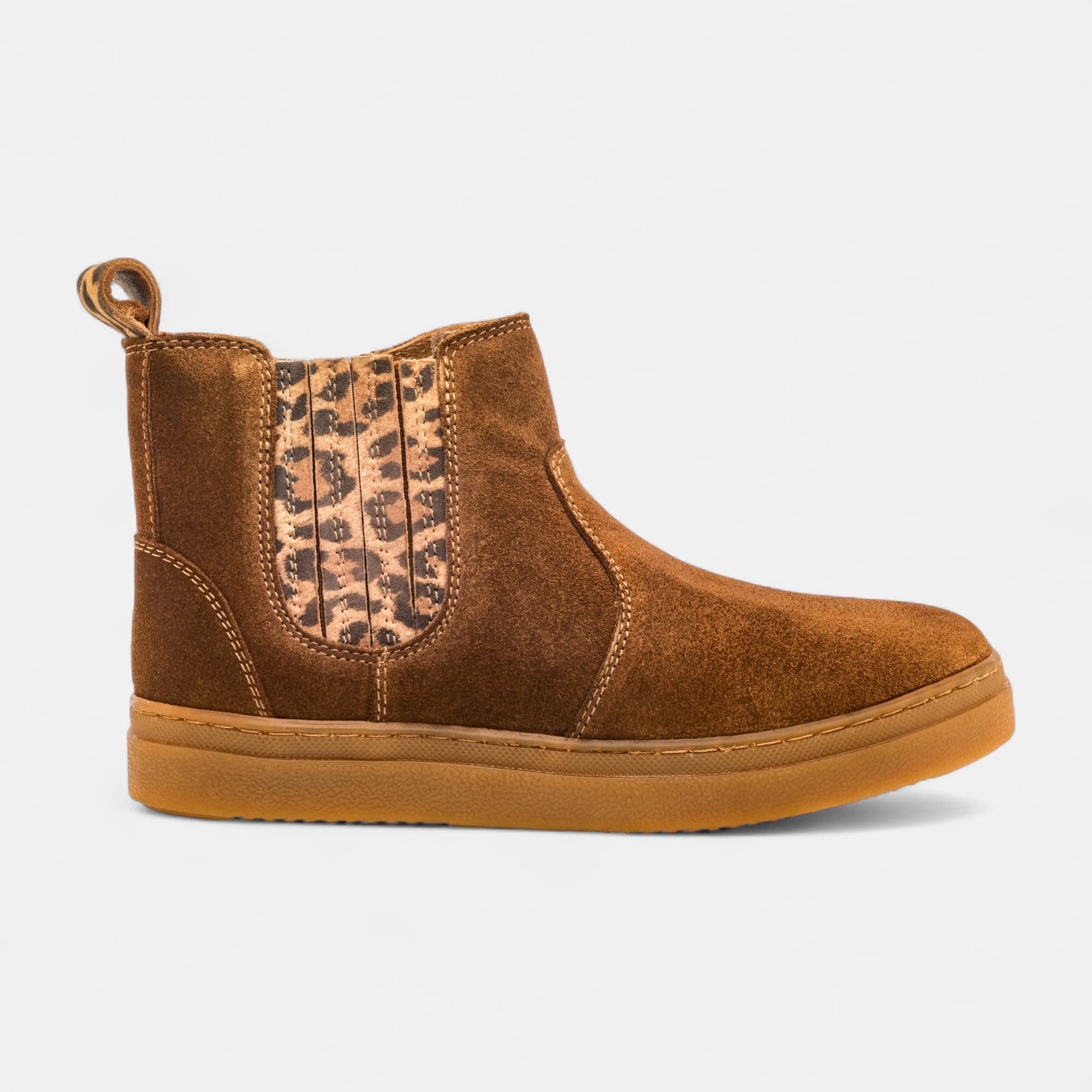 Bottines Fille en cuir cognac