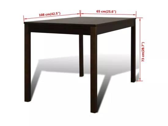Table de salle à manger avec 4 chaises Marron