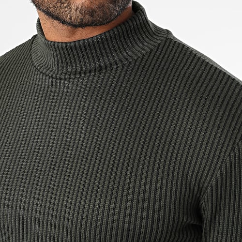 Pull A Bandes Vert Kaki
