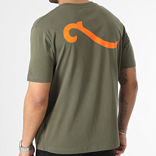 Tee Shirt Oversize Large Wave Logo Vert Kaki Orange