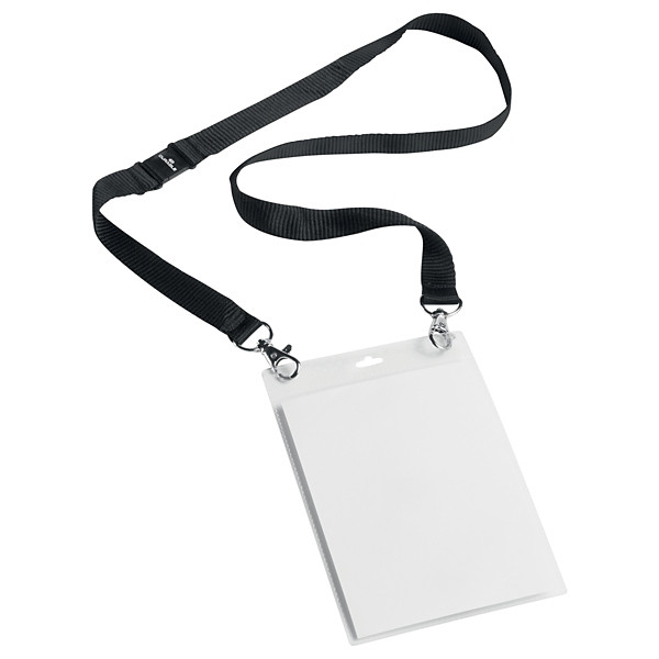 Durable Kit porte-badge évènementiel A6 - Lacet textile Noir - Lot de 10