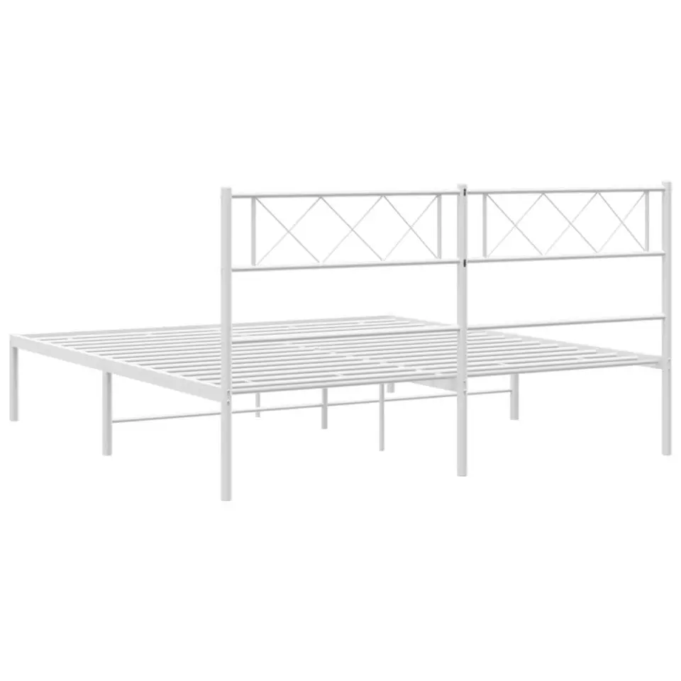vidaXL - Metalen bed met hoofdbord - Wit - 120x200 cm