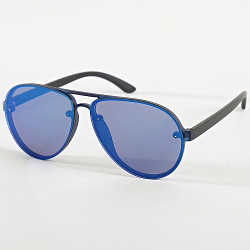 Lunettes De Soleil Noir Bleu Miroir