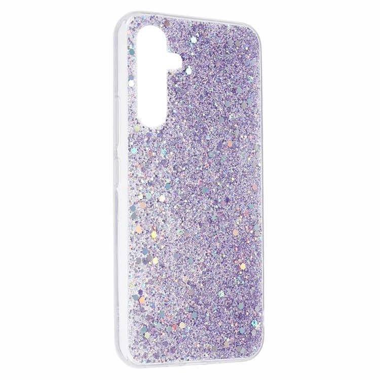 Samsung Galaxy A55 Gummi Case Schutzhülle im Glitzer Design - Lila / Transparent