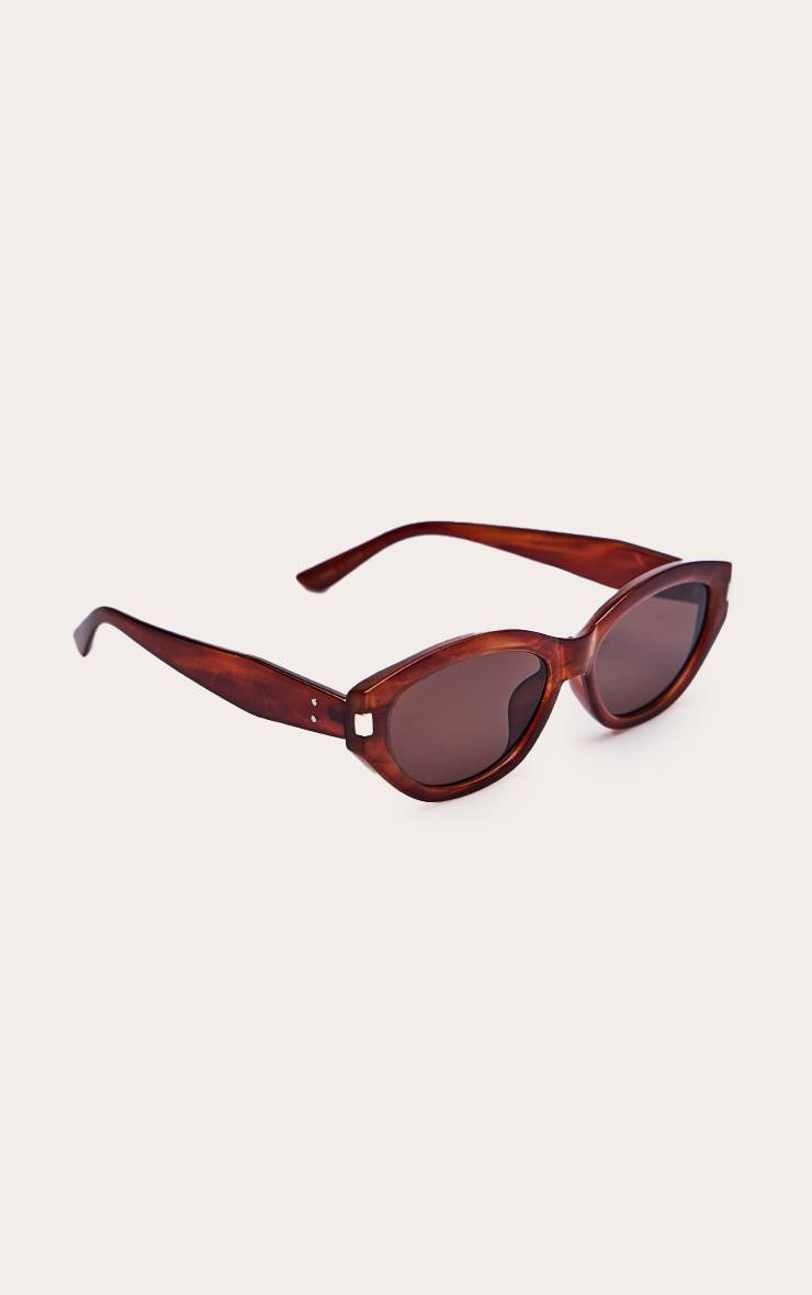Marron Lunettes De Soleil Œil-de-chat Ovales Effet Marbre