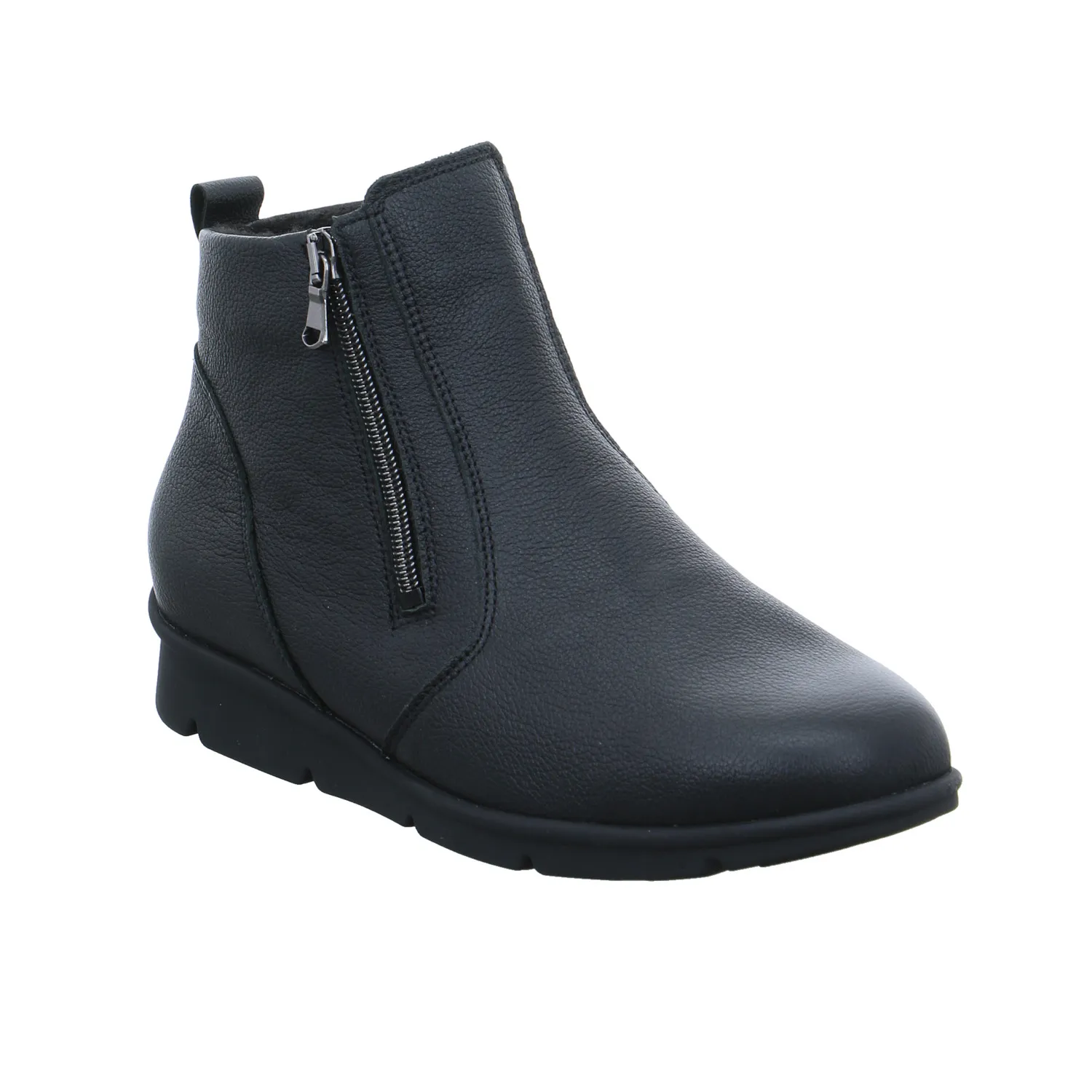 WALDLÄUFER Comfort-Stiefelette Schwarz Leder  mit Wechselfussbett