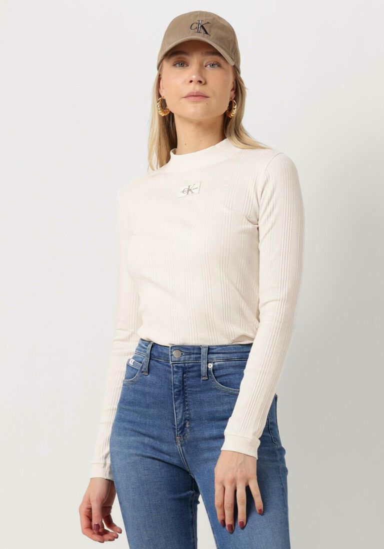 CALVIN KLEIN gebroken wit calvin klein  badge rib long sleeve