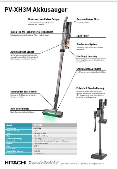Hitachi kabelloser Akkusauger Staubsauger | Pv-XH3M