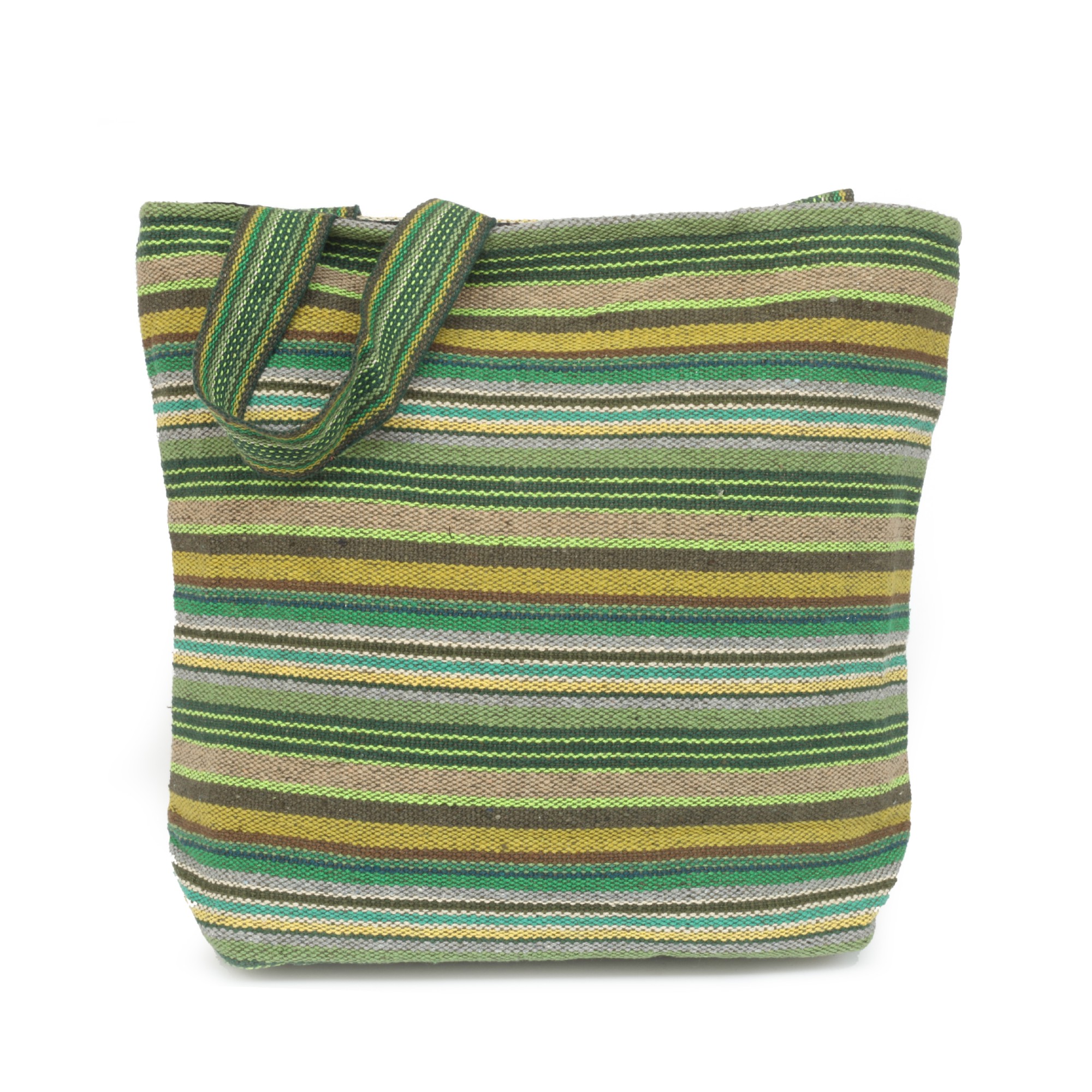 Einkaufstasche aus Baumwolljacquard, grün gestreift, B 35 cm, H 40 cm, L 10 cm günstig bestellen