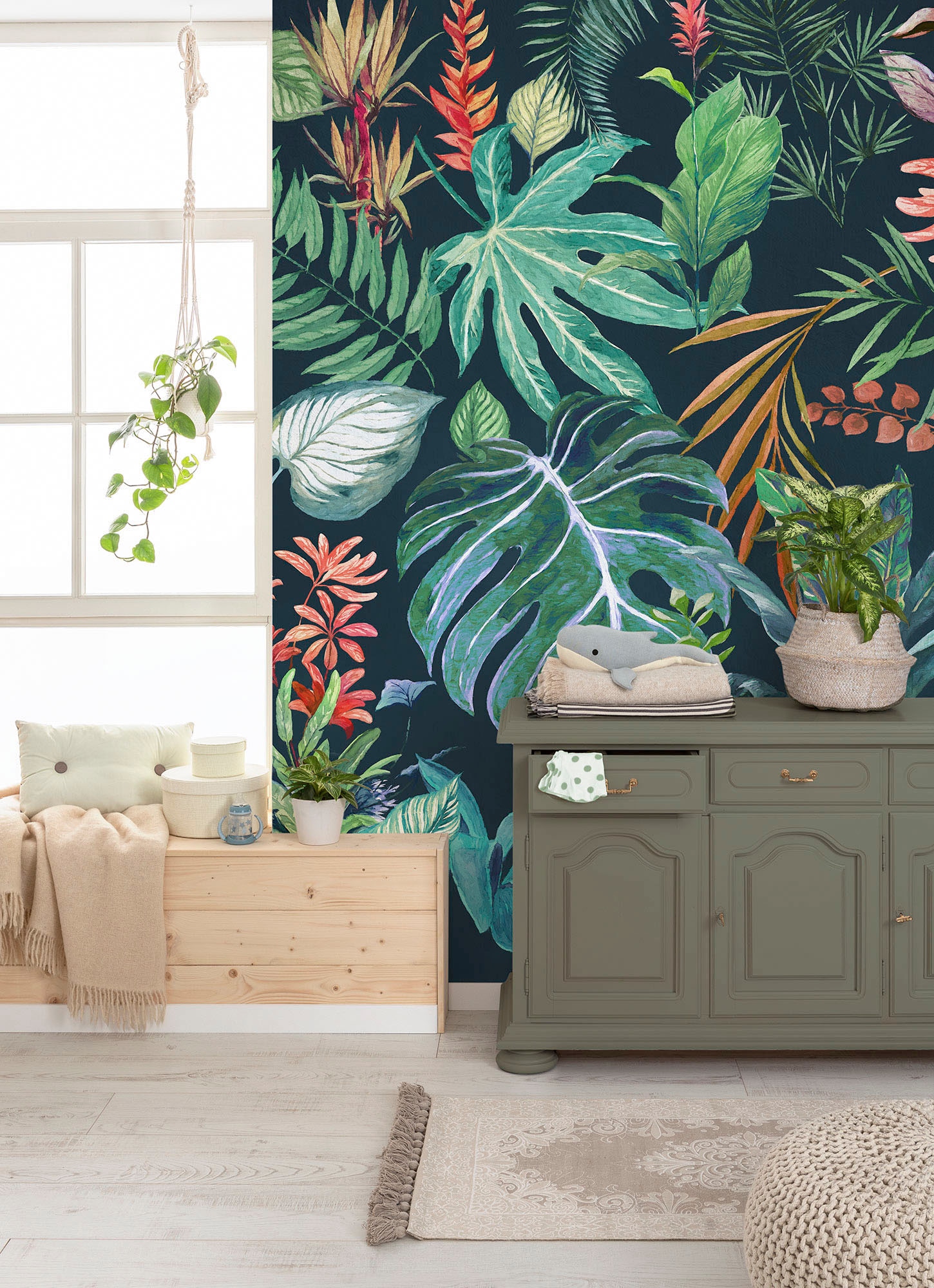 Komar Fototapete »Digitaldruck Vlies -  Colourful Leaves - Grösse 200 x 250 cm« bedruckt glatt Wohnzimmer, Schlafzimmer