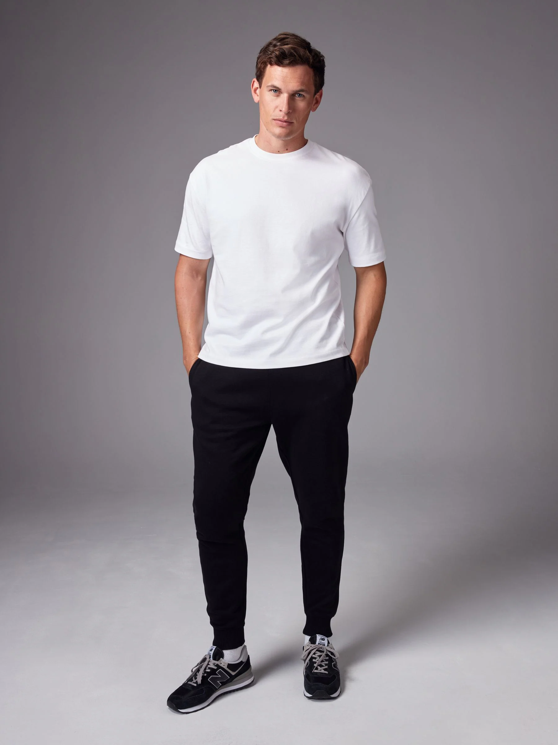 Zwart/grijs - Verpakking van 2 slim-fit jersey joggingbroeken met hoog katoengehalte