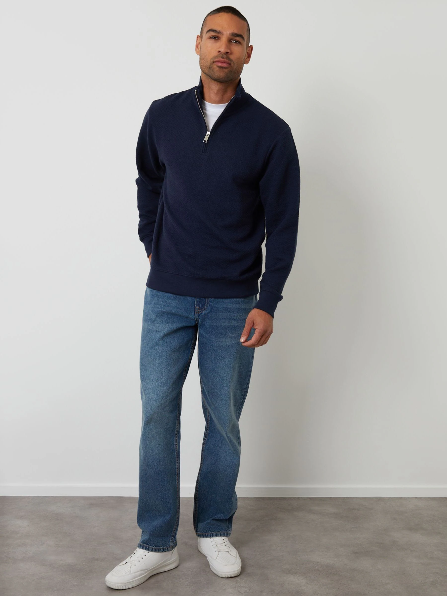 Threadbare Textured Quarter Zip Sweatshirt