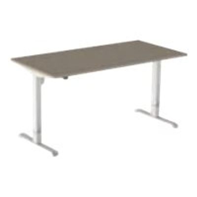 Bureau LEVEL - Bureau éléctrique - L140 - pied blanc - plateau Imitation hêtre