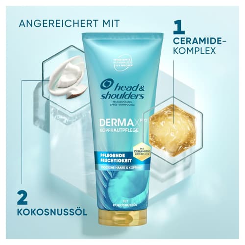 Head & Shoulders DermaXPro Pflegende Feuchtigkeit Leichte Spülung mit Kokosöl und Ceramide-Komplex für Trockene Kopfhaut