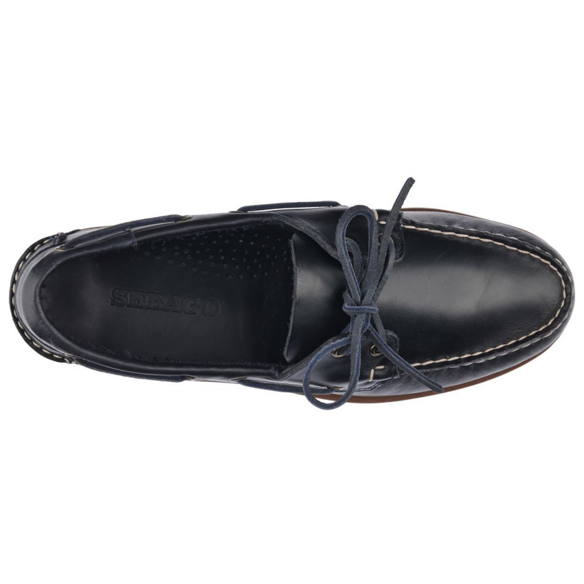 RANGER WAXY Blue Navy-Mocassin semelle crantée pour homme en cuir ciré