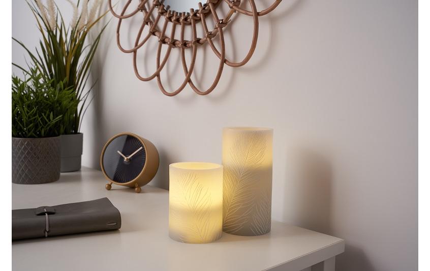 LED-Kerzen Set Cosy Feather, Ø 7.6 cm, Grau/Weiss, 2 Stk.LED-Wachskerze, 2er Set