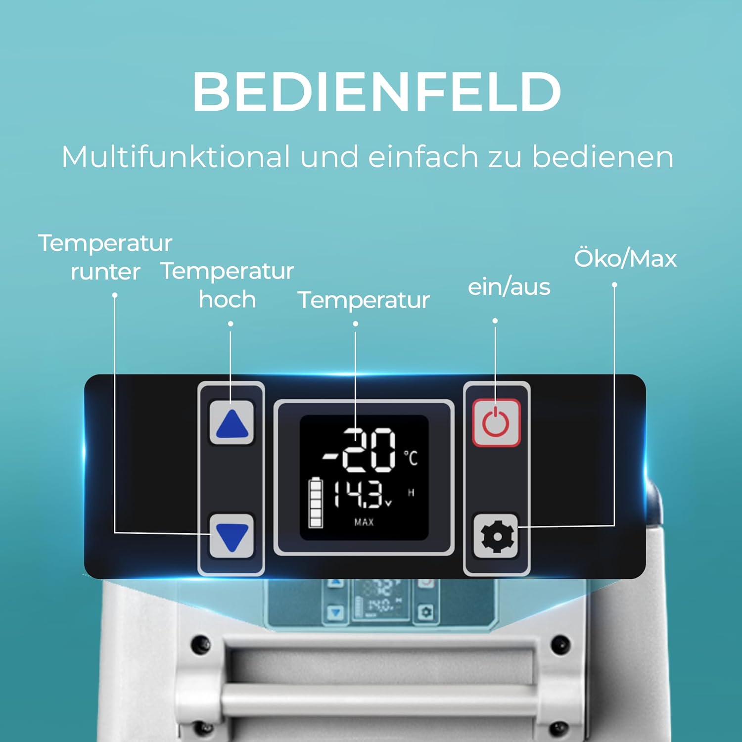 EUHOMY 30,6L Kompressor Kühlbox 12V/24V DC - Kühl-Gefrier-Kombi (-20℃~20℃) mit App & LCD-Display | Tragbarer Campingkühlschrank für Wohnmobil, Auto, Boot | 3-Stufen-Batterieschutz (ECO/MAX), ≤45dB