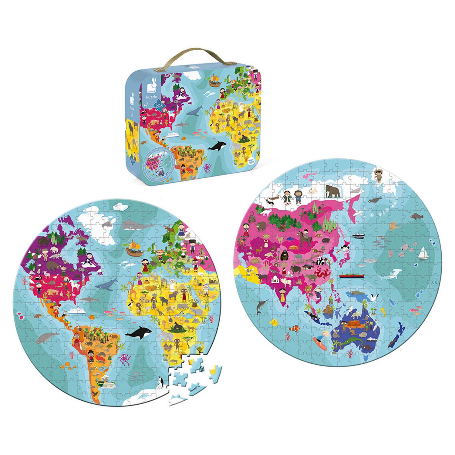 Janod - Wereldpuzzel Rond, 208st.