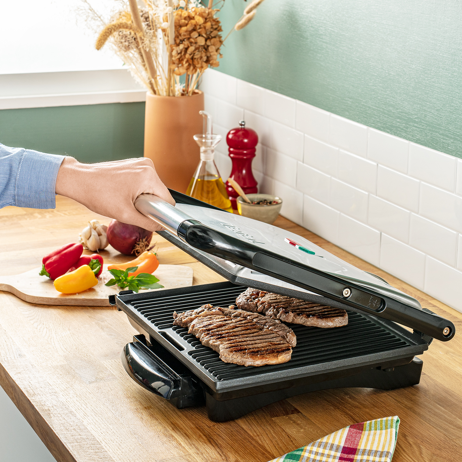 TEFAL Kontaktgrill INICIO GC241D - schwarz-silber