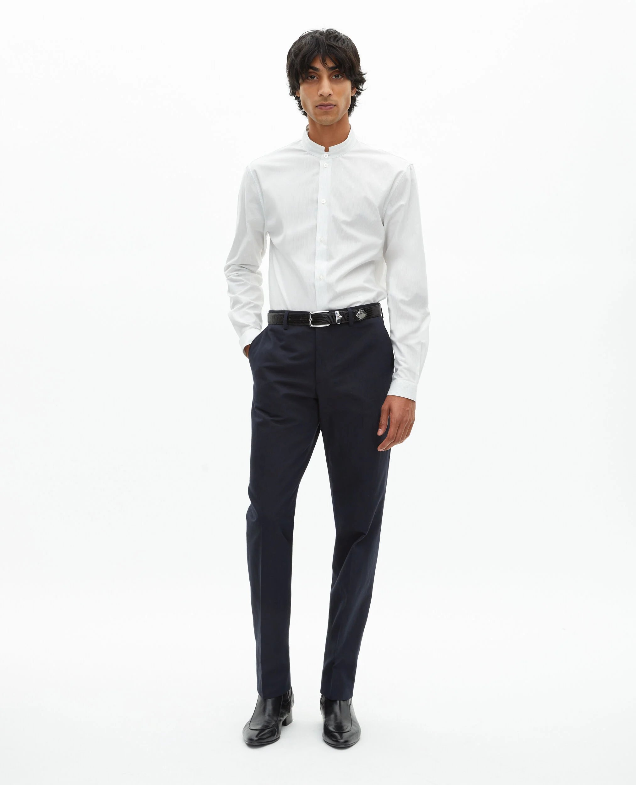 Chemise formelle col officier blanche