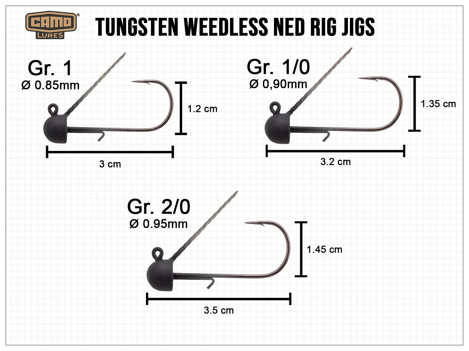 CAMO Tungsten Weedless Ned Jig - Gr. 2/0 (3.5g)