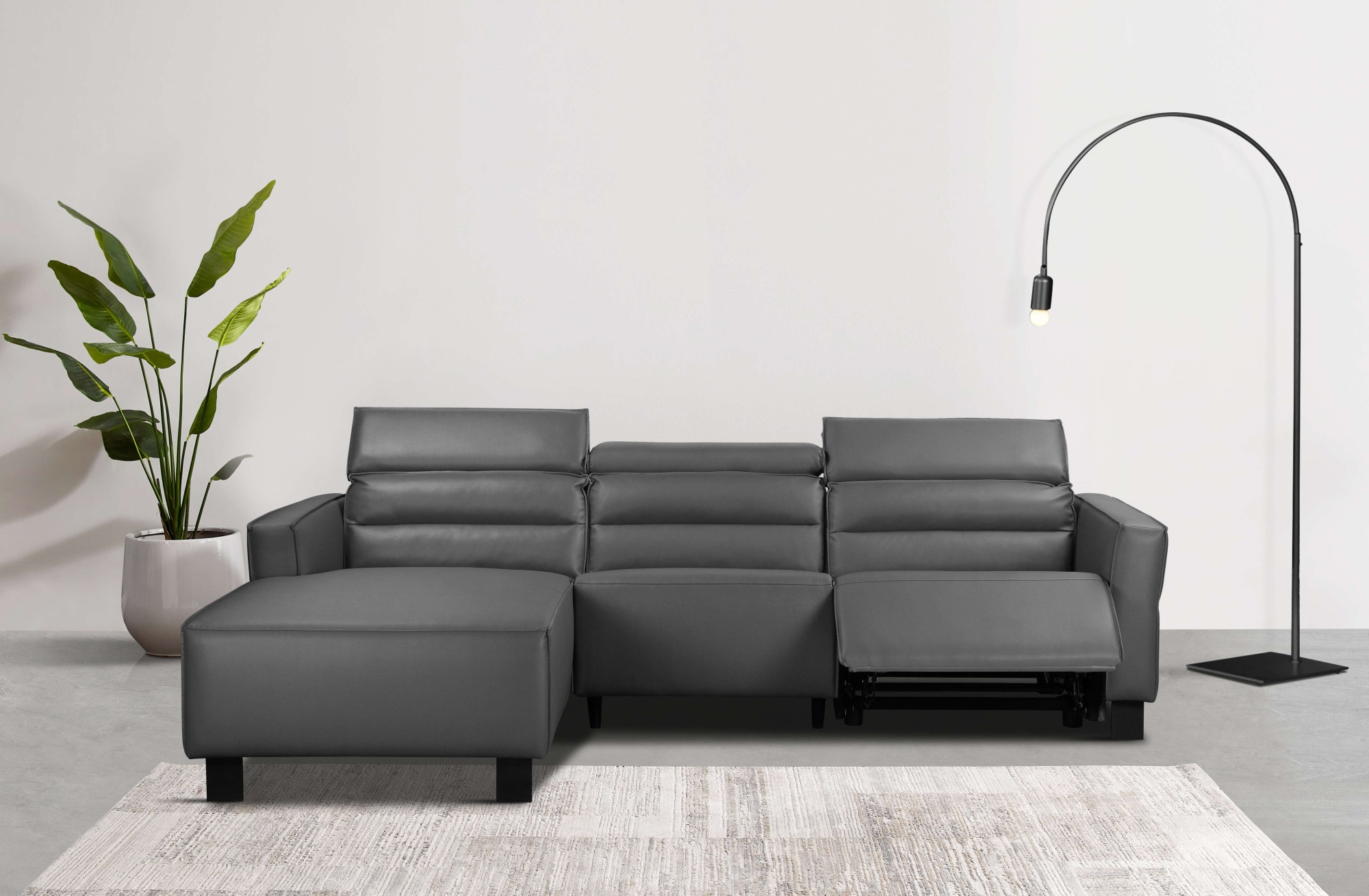 Home affaire Ecksofa »Carpari, L-Form, 263 cm, manuelle o. elektrische Relaxfunktion,« USB A/C und Kopfteilverstellung
