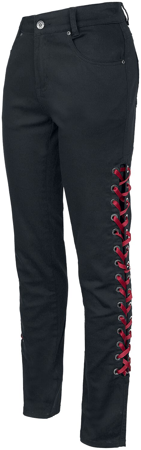 Jean noir avec laçages rouges | Gothicana by EMP Jean