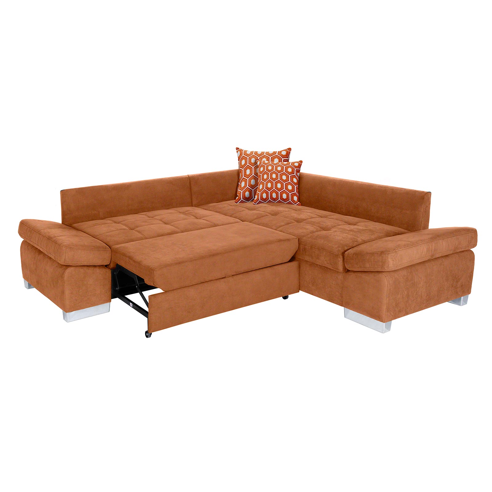 Ecksofa - cognac - Liegefunktion links