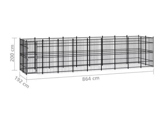 Chenil cage enclos pac noire 864 x 192 x 200 cm 02_0041799