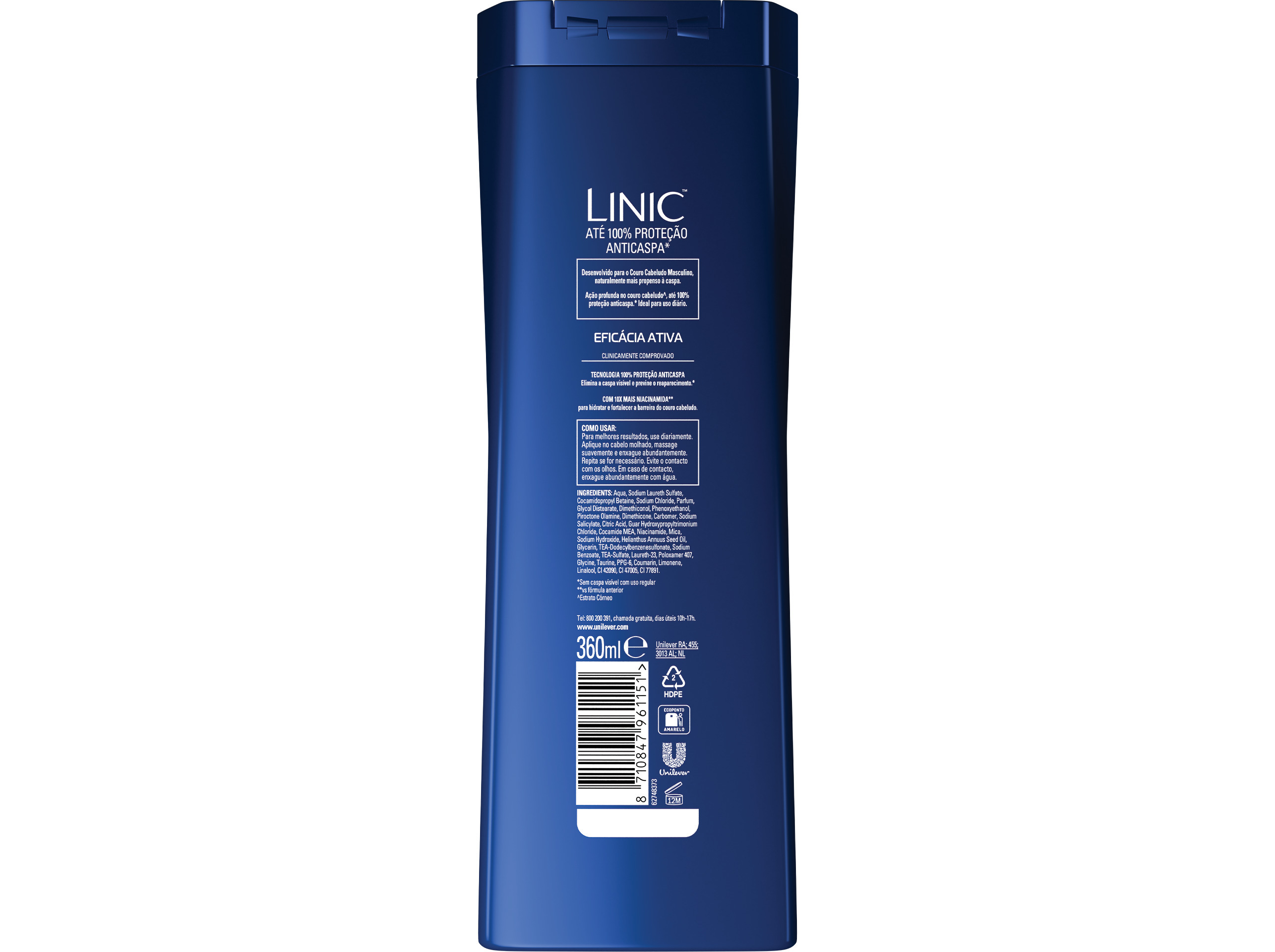 CHAMPÔ LINIC ANTI-CASPA MEN EFICÁCIA ACTIVA 360ML