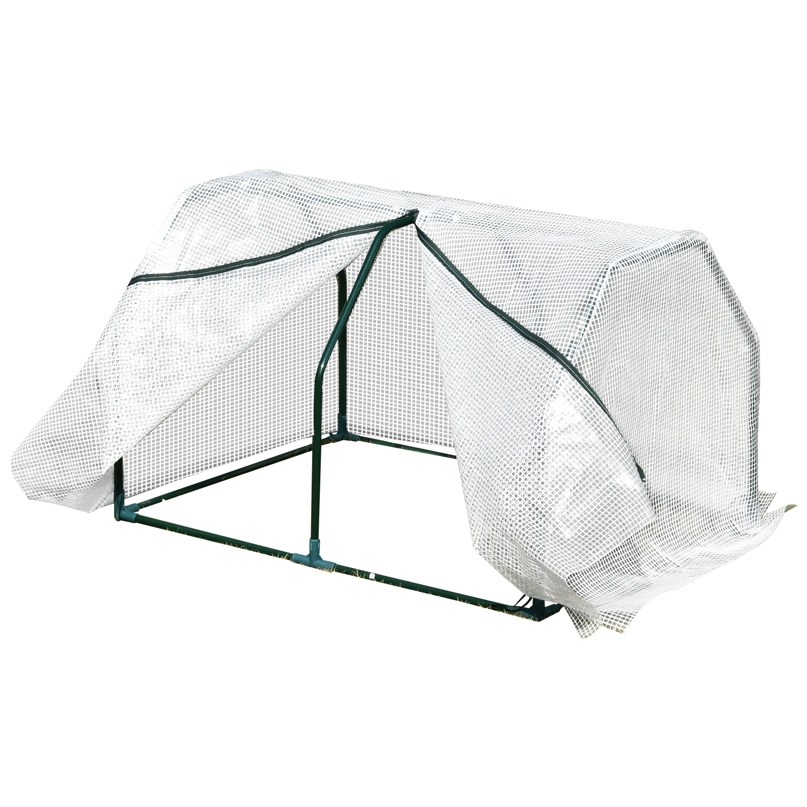 Estufa Outsunny Terrace 100x70x60 cm, pequena, para cultivo doméstico, com zíper, ideal para plantas e flores. Estrutura em aço, cobertura em PE, branca.