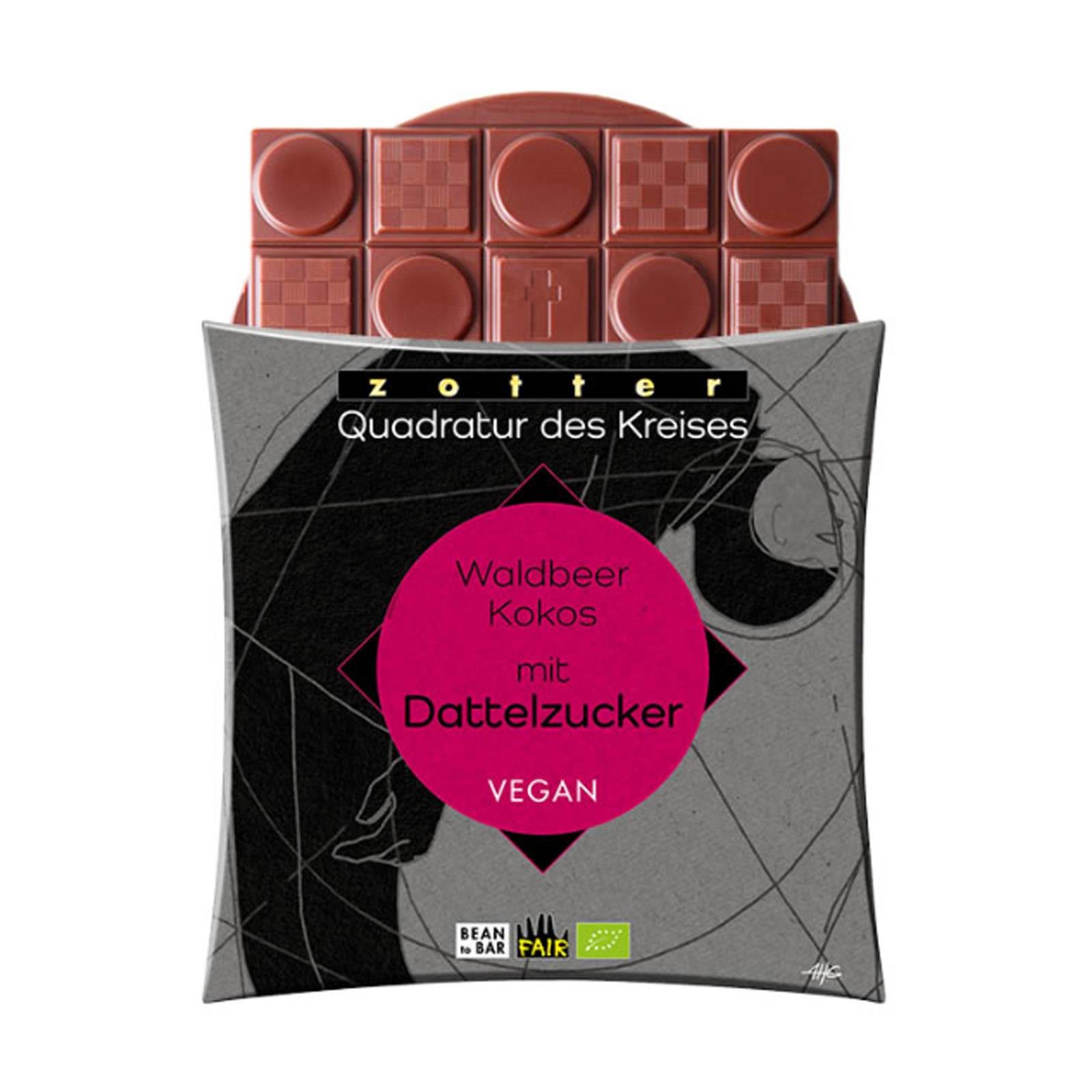 Zotter Waldbeer-Kokos Schokolade mit Dattelzucker