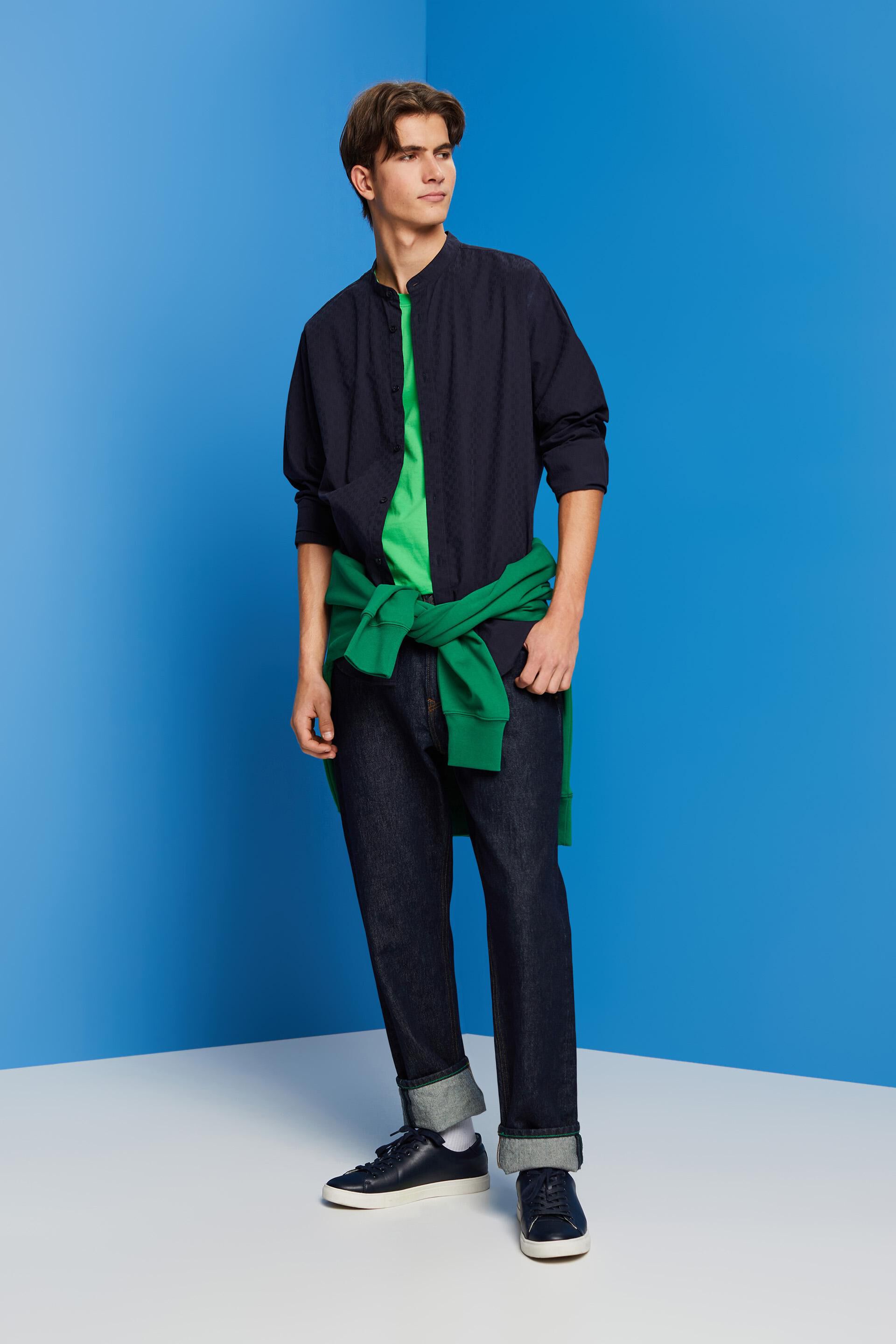 Chemise Slim Fit texturée à col montant