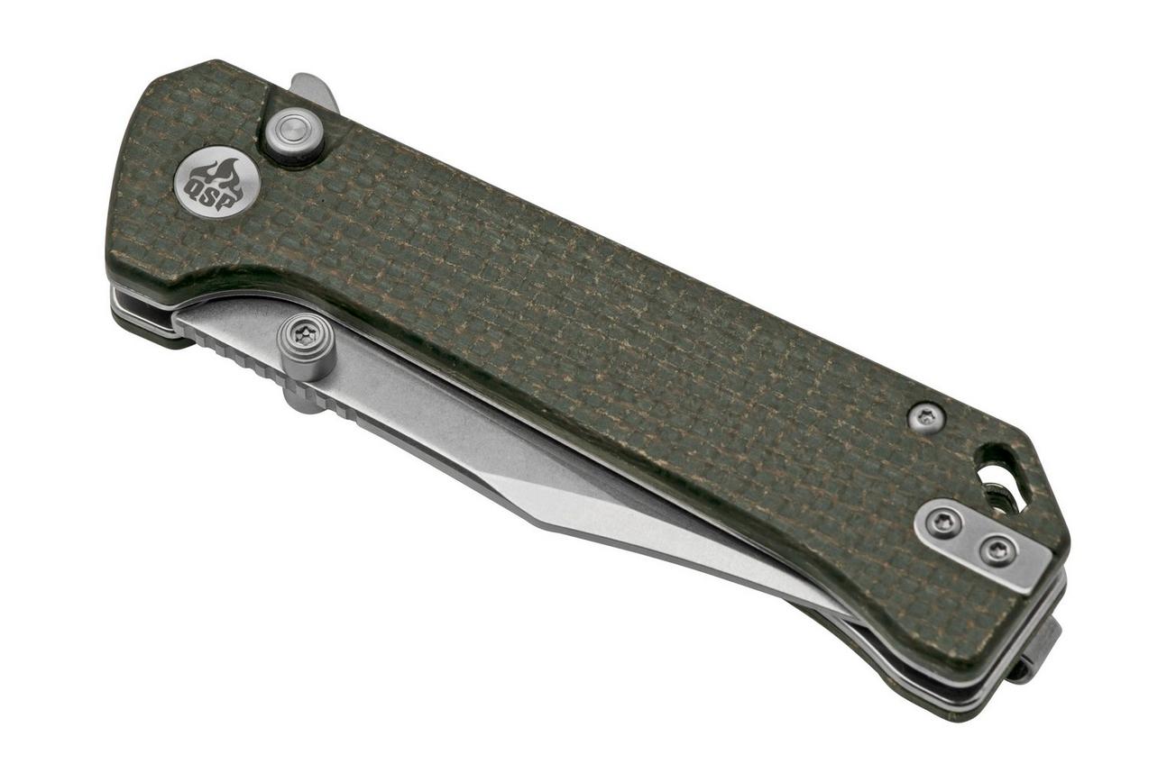 QSP Grebe QS147-A1, 14C28N Clippoint donkerbruin Micarta, zakmes