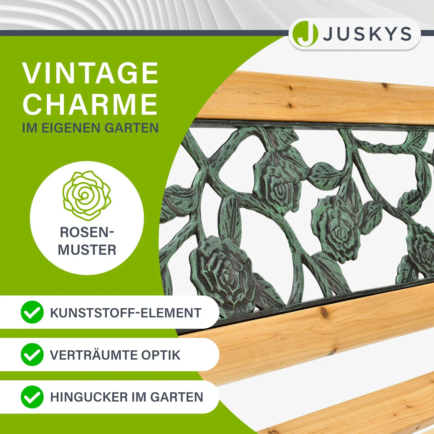 Juskys Gartenbank Venezia – 2-Sitzer Sitzbank mit Armlehnen & Rückenlehne – 122x54x73 cm
