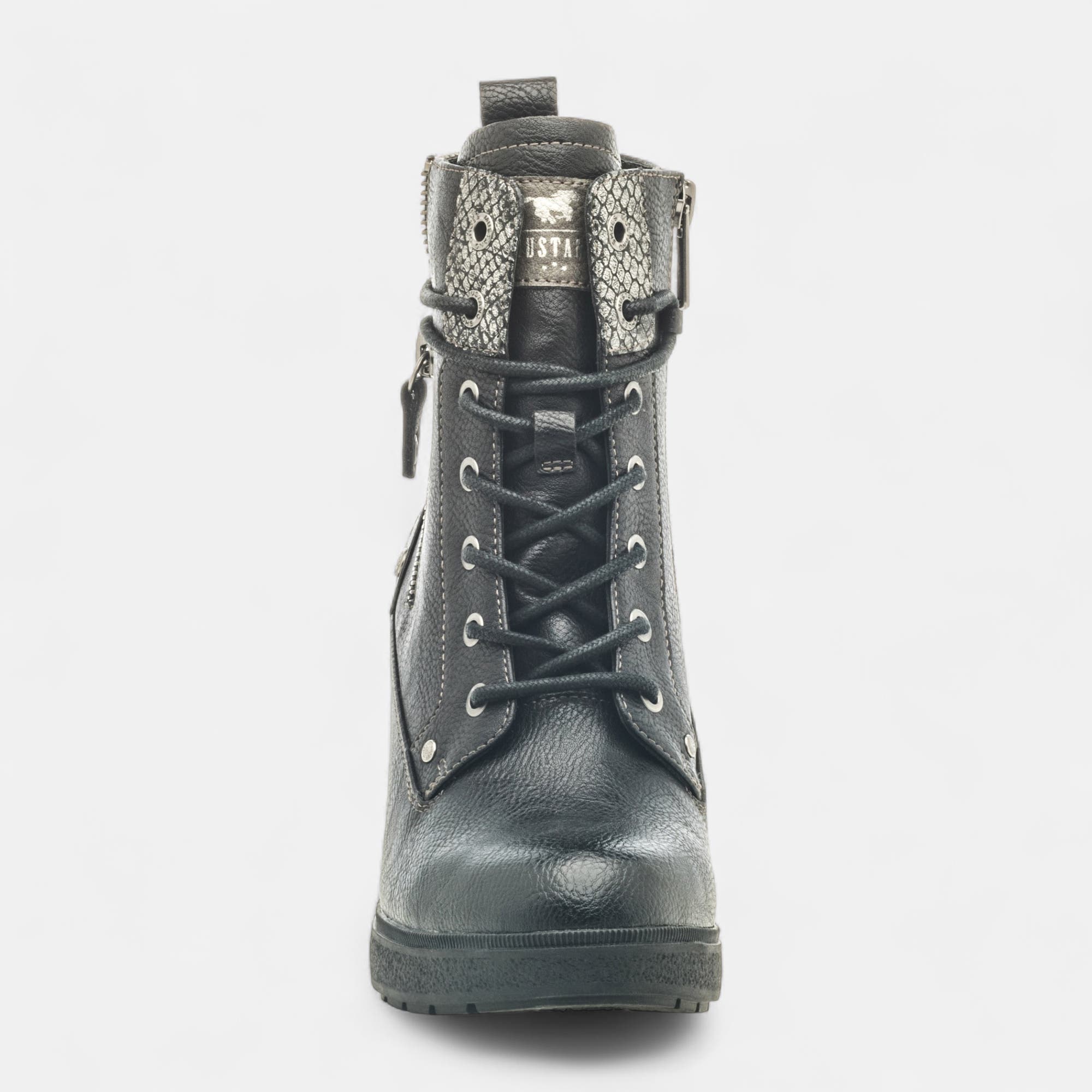 Bottines à lacets à talon Femme noir