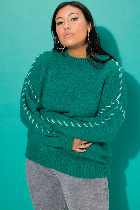 Pullover, oversized, Colornähte, Langarm