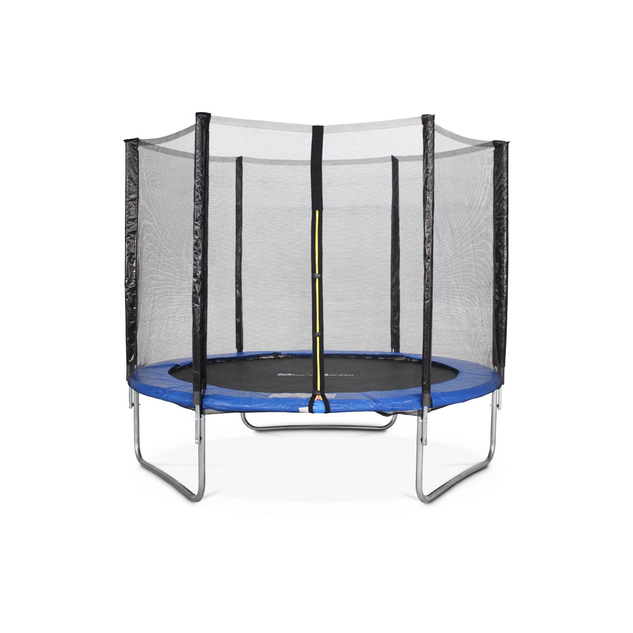 Trampoline 250cm bleu avec pack d'accessoires + tente de camping avec sac de transport