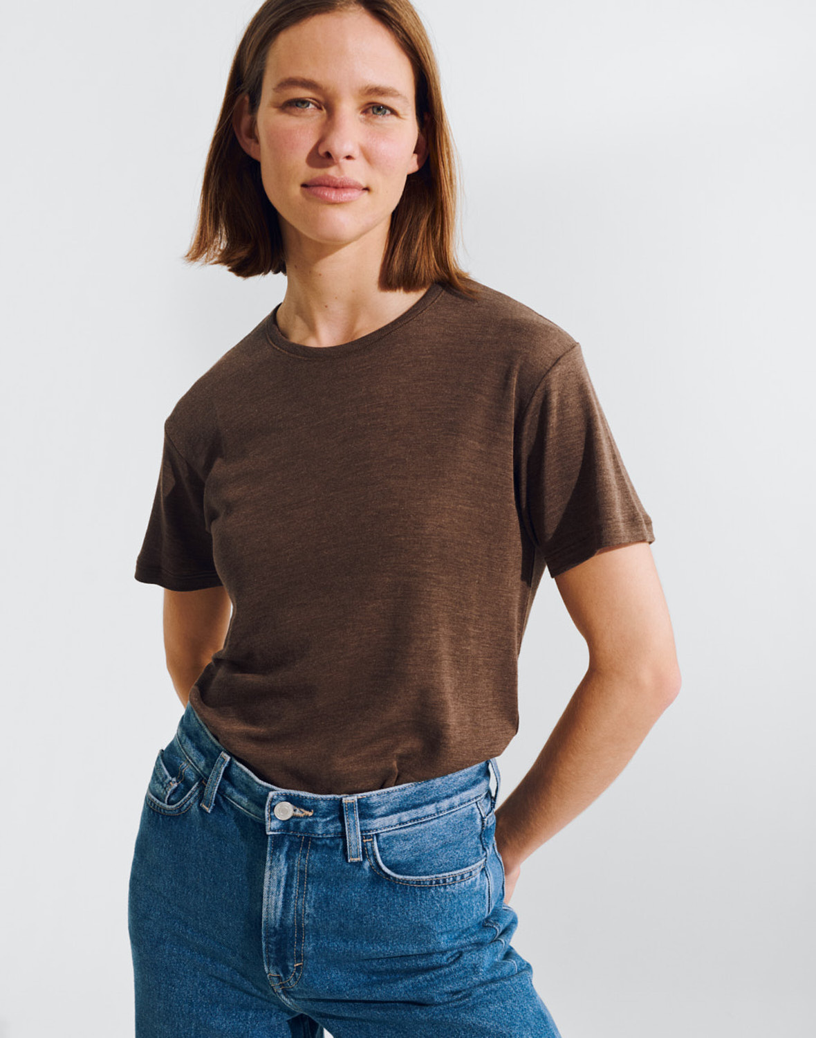T-shirt van merinowol/zijde voor dames