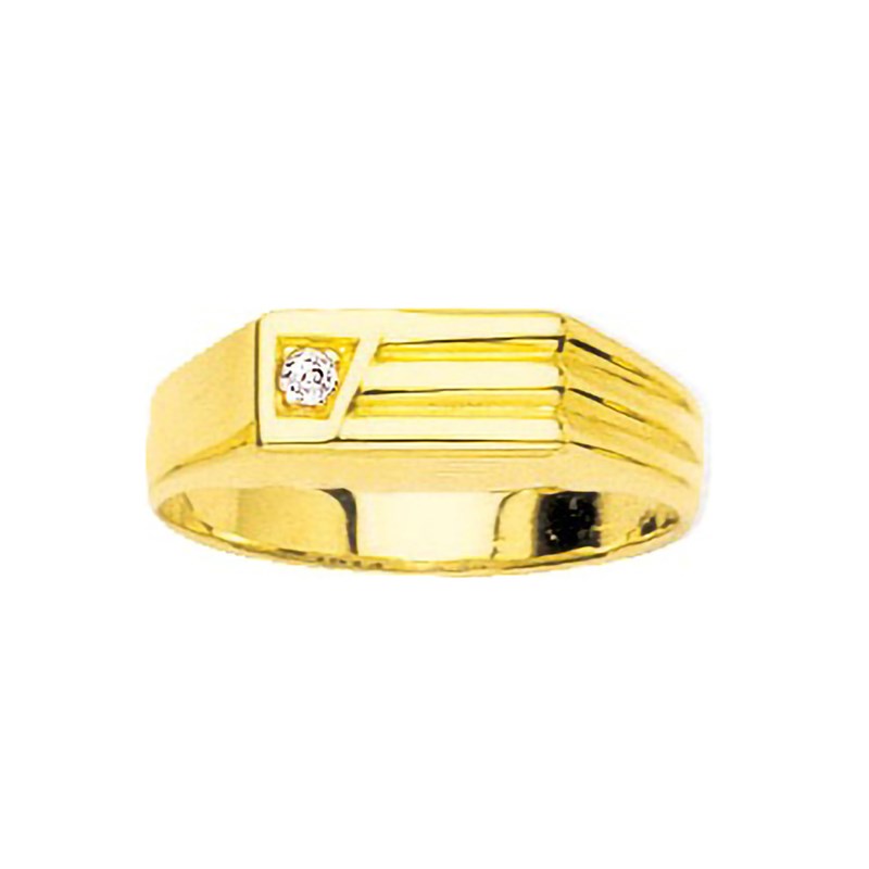 Chevalière Homme - Or 18 Carats - Diamant 0,02 Carats