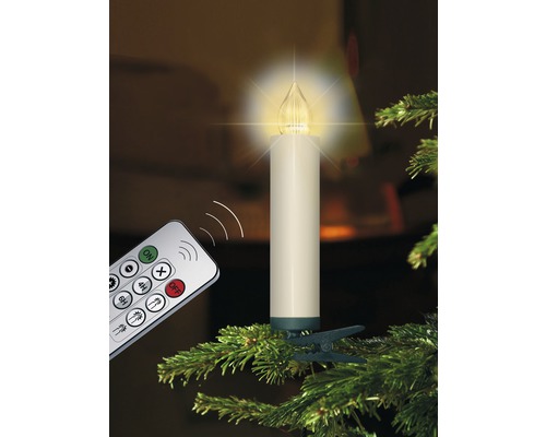 10 stuks LED-kaars Niko Light Fix Mini ivoor lichtkleur warm wit incl. afstandsbediening