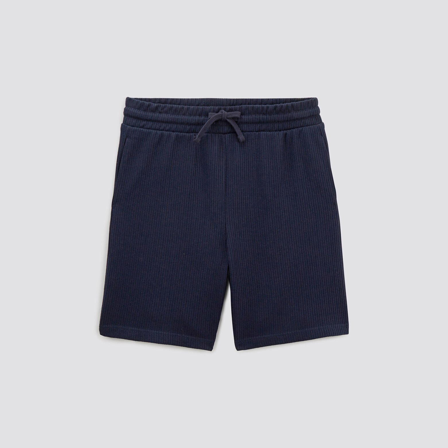 Short en maille matière gaufrée Bleu foncé
