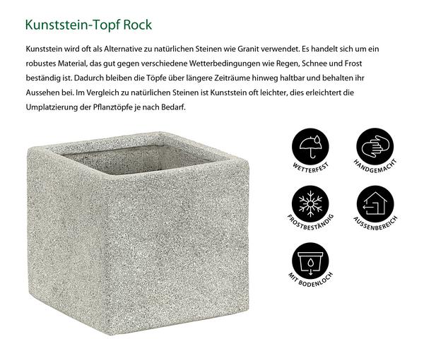Dehner Kunststein-Topf Rock, quadratisch, grau