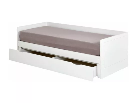 Lit gigogne avec tiroir 80x200 cm panneaux de fibres blanc MOLLY